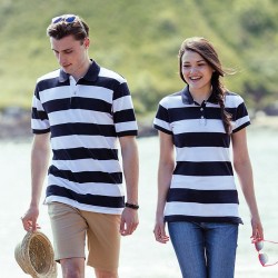 Front Row Ladies Striped Pique Polo